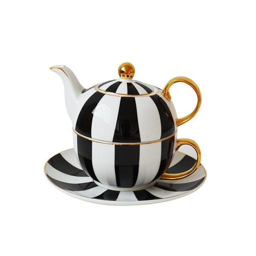 Bombay Duck Monte Carlo Stripy Tea For One Set Black/White | {{ collection.title }}