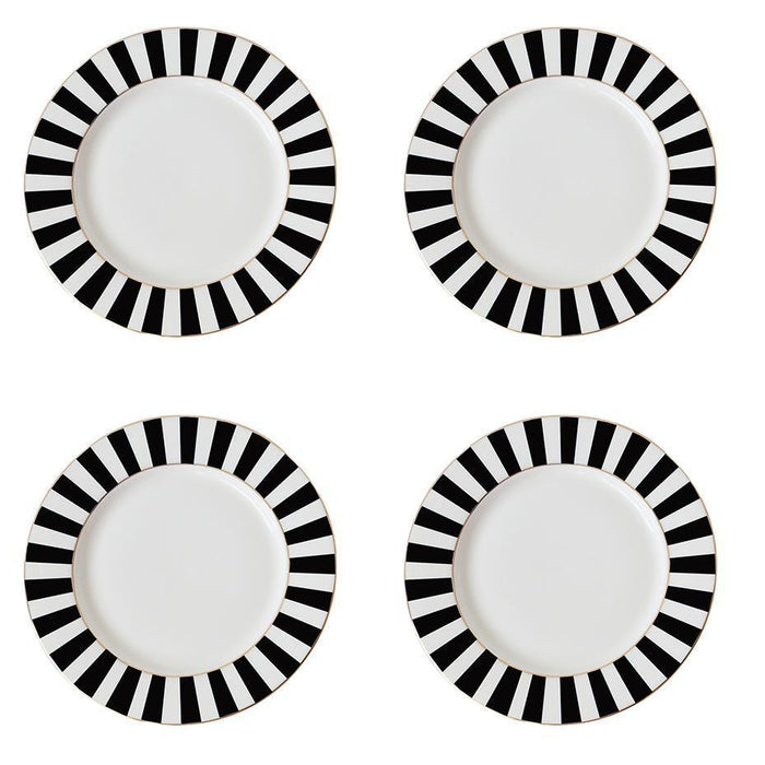 Bombay Duck Monte Carlo Stripy Tea Plates Black/White Set of 4 | {{ collection.title }}