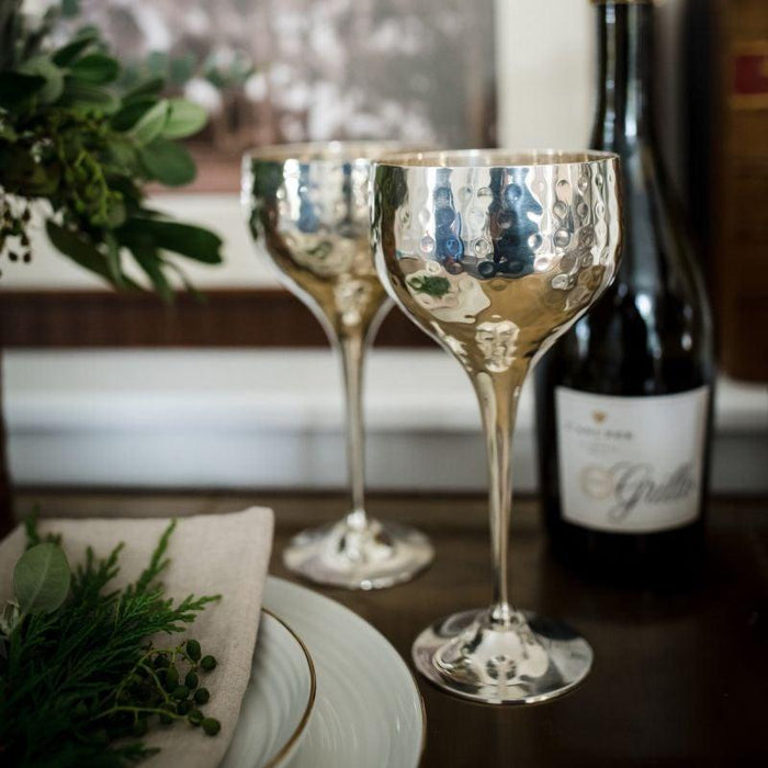 Culinary Concepts Pair of Hammered Wine Goblets | {{ collection.title }}