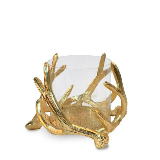 Culinary Concepts Small Antler Hurricane With Hammered Glass - Gold Finish | {{ collection.title }}