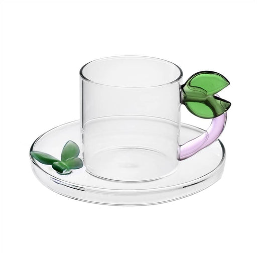 Ichendorf Milano Leaf Glass Espresso Cup With Saucer (100ml) | {{ collection.title }}