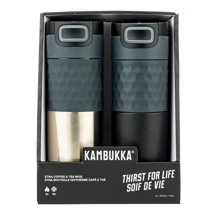 Kambukka Etna Pack of 2 Travel Mug 500ml - Black/Silver | {{ collection.title }}