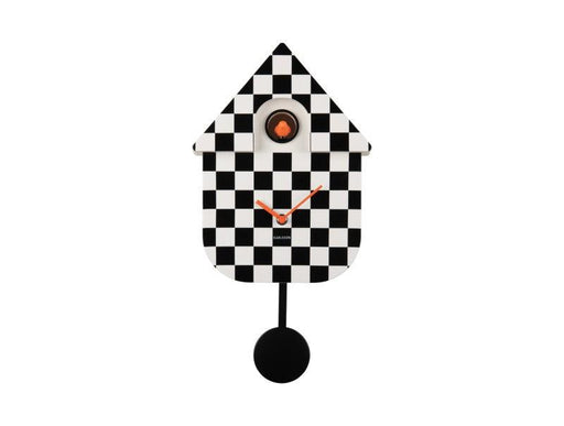 Karlsson Wall Clock Modern Cuckoo Checker - Black | {{ collection.title }}