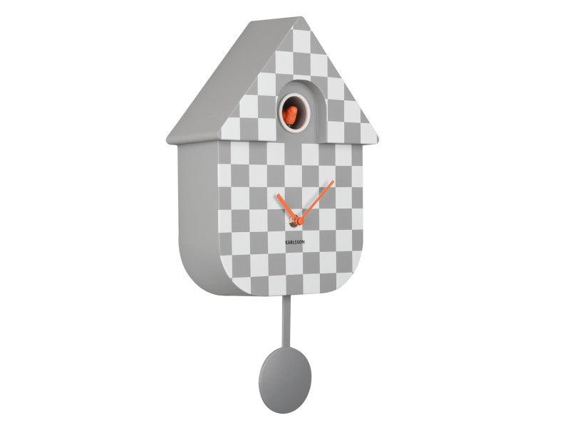 Karlsson Wall Clock Modern Cuckoo Checker - Mouse Grey | {{ collection.title }}