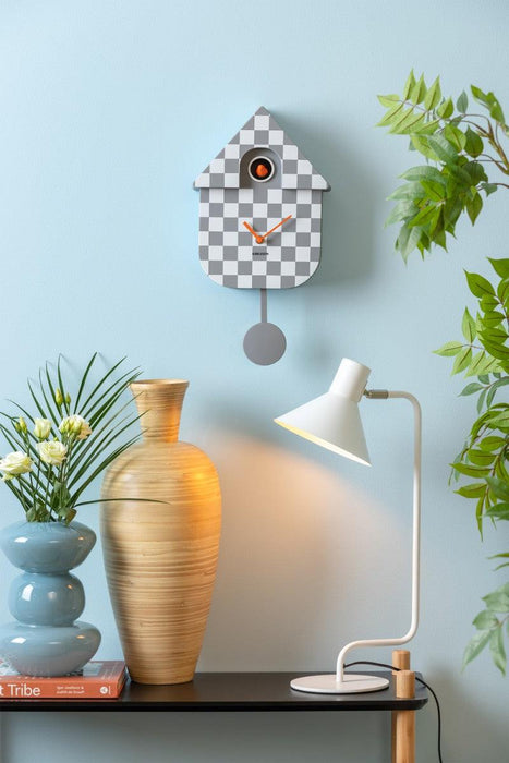Karlsson Wall Clock Modern Cuckoo Checker - Mouse Grey | {{ collection.title }}
