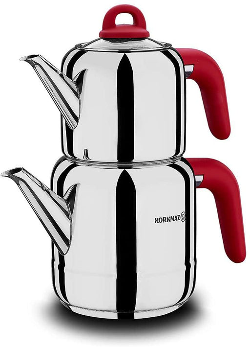 Korkmaz Hera - Red/Chrome Teapot | {{ collection.title }}