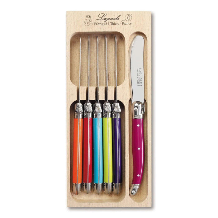 Laguiole French Style Set of 6 Fine Dining Butter Knife In Tray - Multicolour | {{ collection.title }}