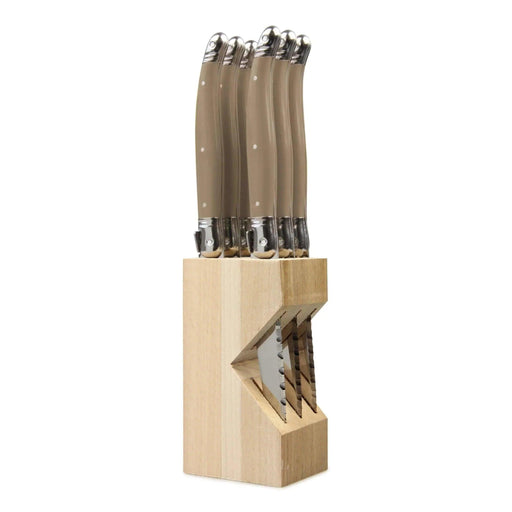Laguiole French Style Set of 6 Fine Dining Steak Knife In Block - Mushroom | {{ collection.title }}
