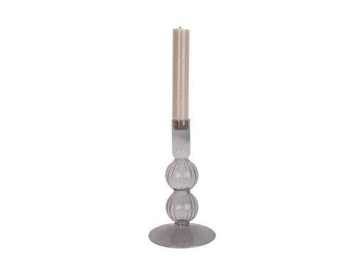 Present Time Swirl Bubbles Glass Candle Holder - Black | {{ collection.title }}