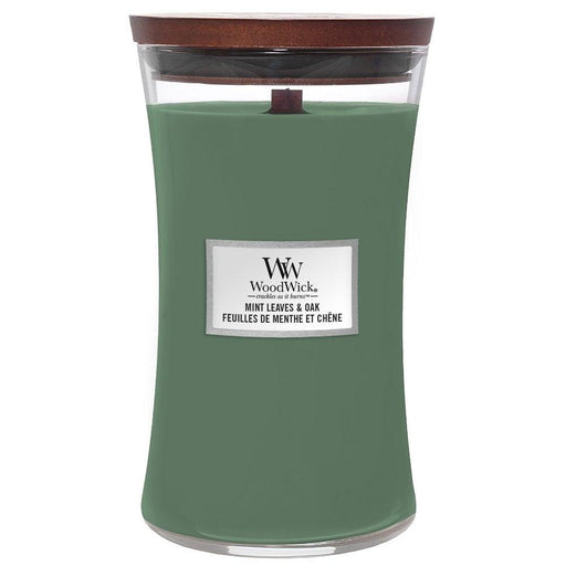 WoodWick Large Hourglass Mint Leaves & Oak Scented Candle | {{ collection.title }}