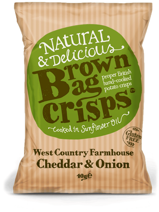 Brown Bag Crisps - Cheddar And Onion Potato Crisps (40g) | {{ collection.title }}