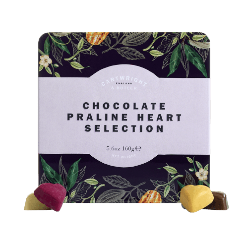 Cartwright & Butler Chocolate Praline Heart Selection in Tin (160g) | {{ collection.title }}