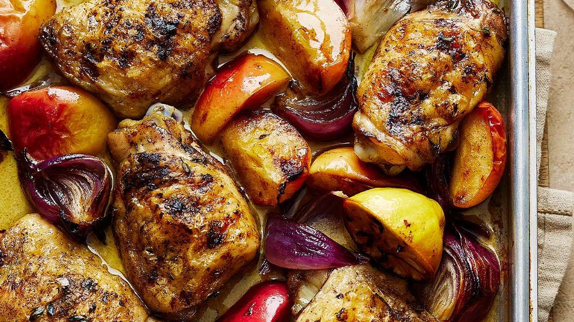 Crispy Chicken, Apple & Mustard Traybake (Easy Mid-Week Recipe)