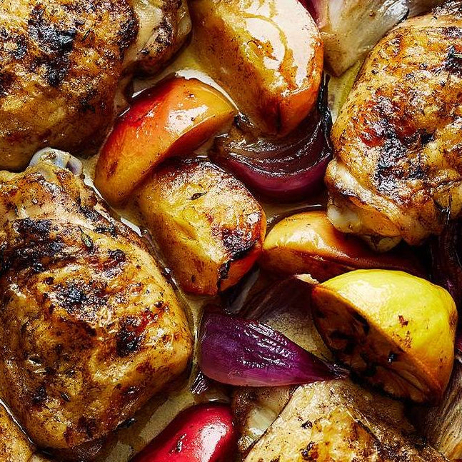 Crispy Chicken, Apple & Mustard Traybake (Easy Mid-Week Recipe)