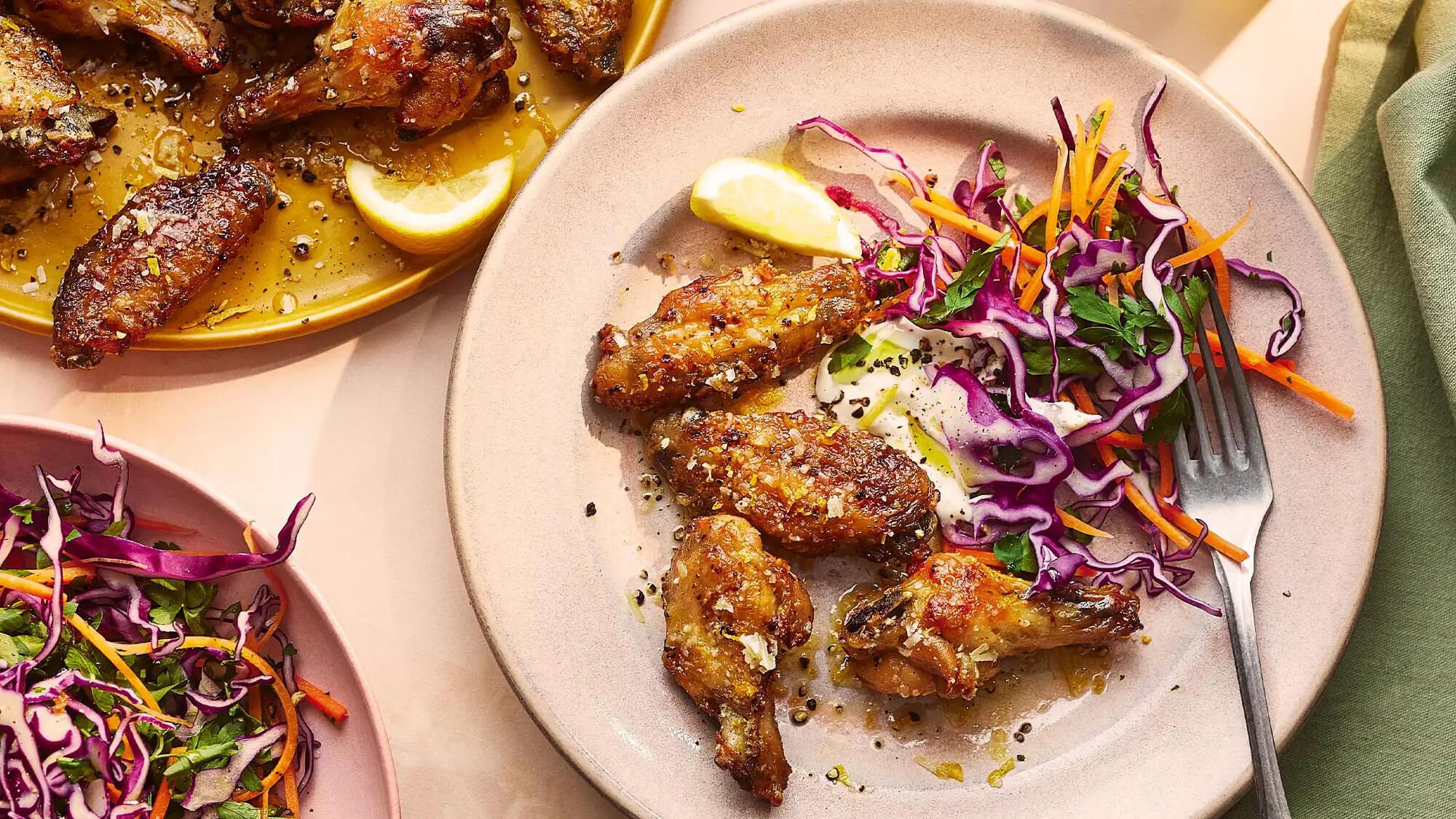Chicken Wings with Lemon Butter Sauce & Red Cabbage Slaw Recipe: A Perfectly Zesty Delight - LemonSalt