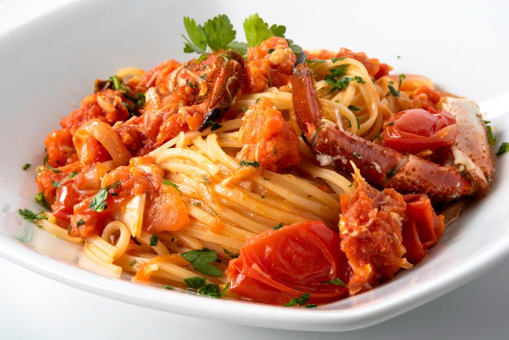 Easy & Delicious Crab Spaghetti with Sun-Dried Tomato Pesto |LemonSalt