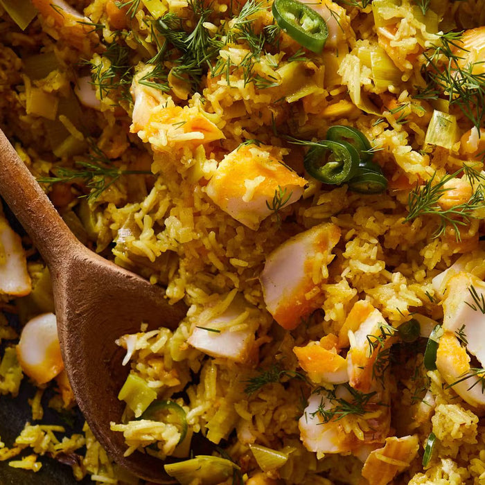 One-Pot Smoked Haddock Rice with Leeks & Turmeric
