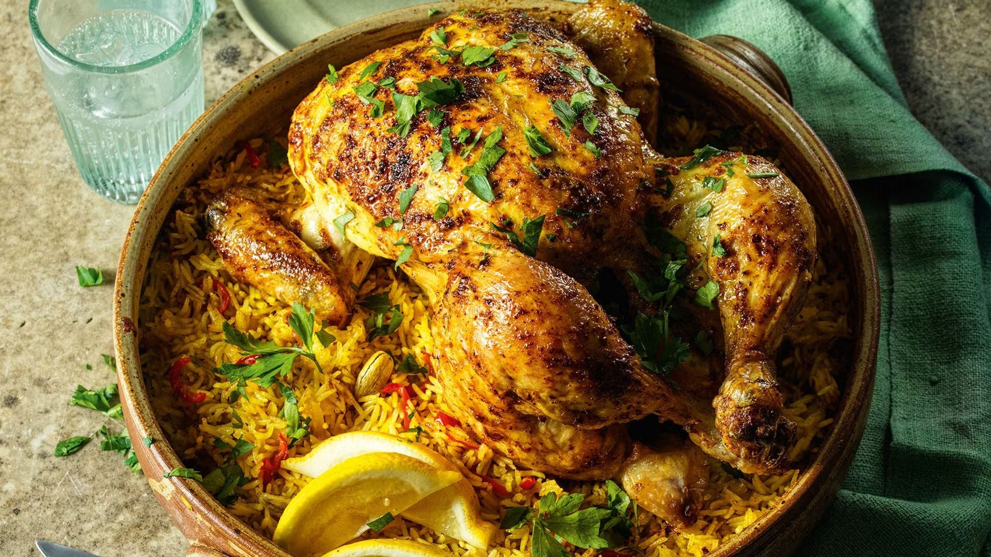 One-Pot Spiced Roast Chicken with Saffron Rice