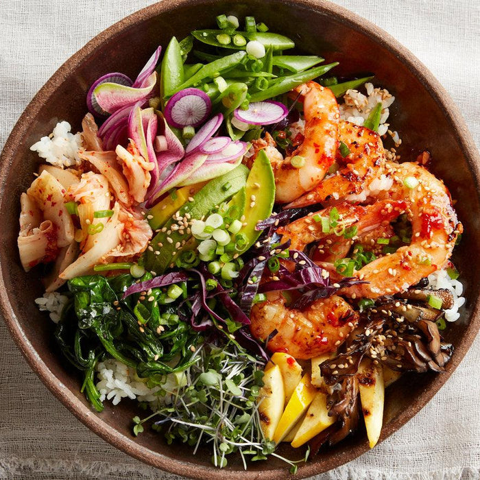 Simple & Healthy Prawn, Avocado and Kimchi Recipe - LemonSalt