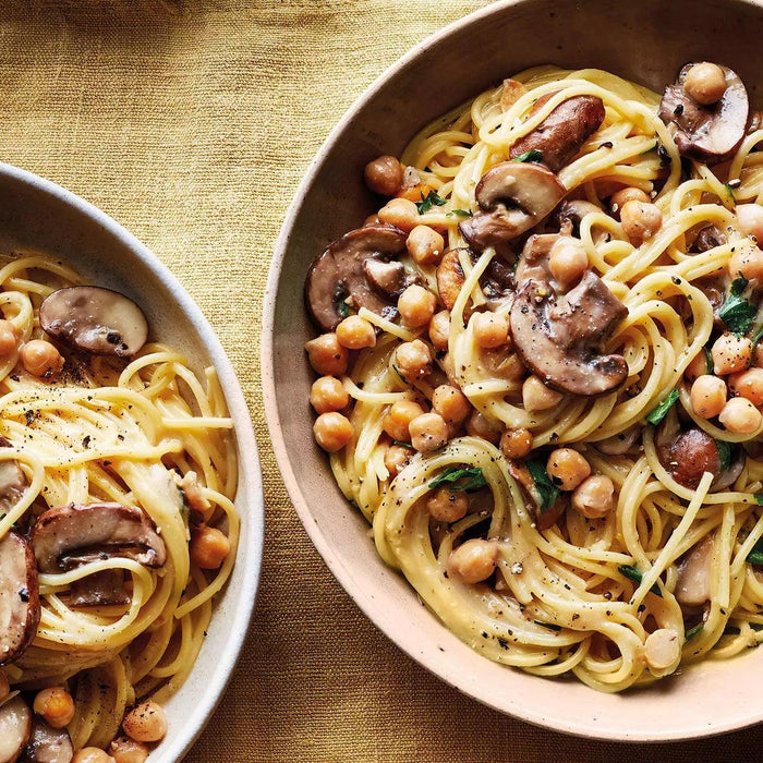 Simple Chickpea and Mushroom Pasta Recipe - LemonSalt