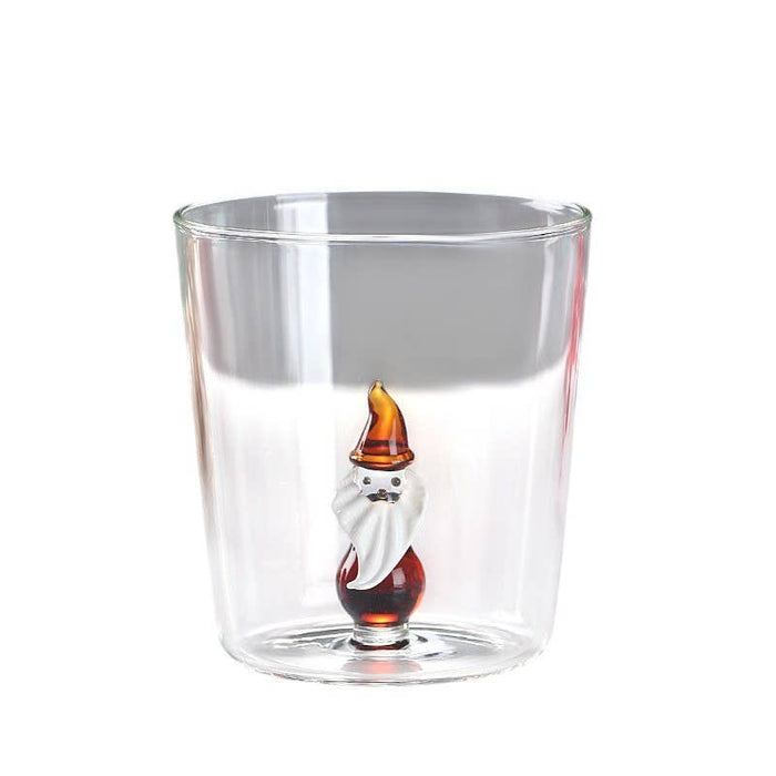 Creative Christmas Glass Cups - 3D Santa Claus & Snowman - Blue Gift Box