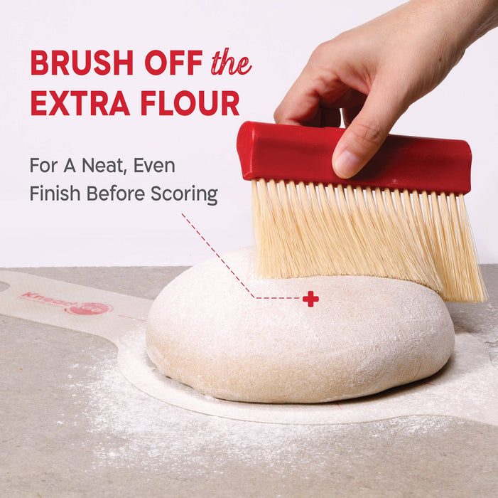 KneadAce Bench Scraper and Baker's Brush - White/Red