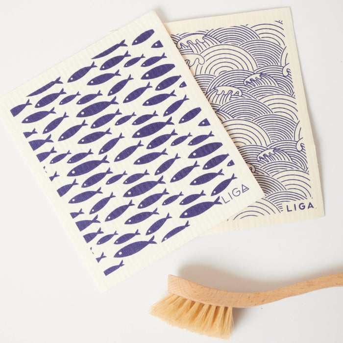 Liga Eco Dishcloths - Fish & Wave