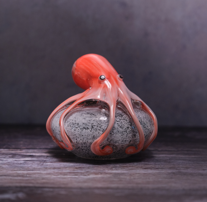 Bentley & Bo - Red Octopus Glass Paperweight