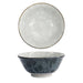 Ceramic bowl with dotted floral pattern, black exterior and white interior, kitchenware