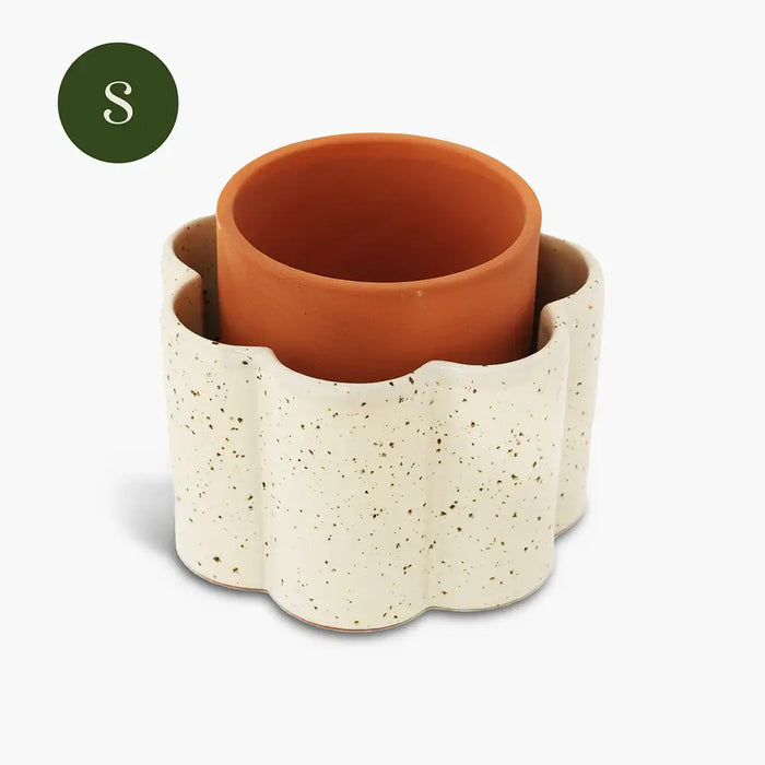 Pepin Self-watering pot Paulita (S) - Speckled white