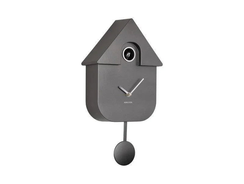 Karlsson Modern Cuckoo Wall Clock - Metallic Dark Grey