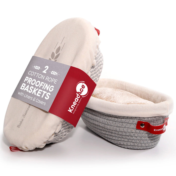 KneadAce Oval Cotton Rope Proofing Baskets Set