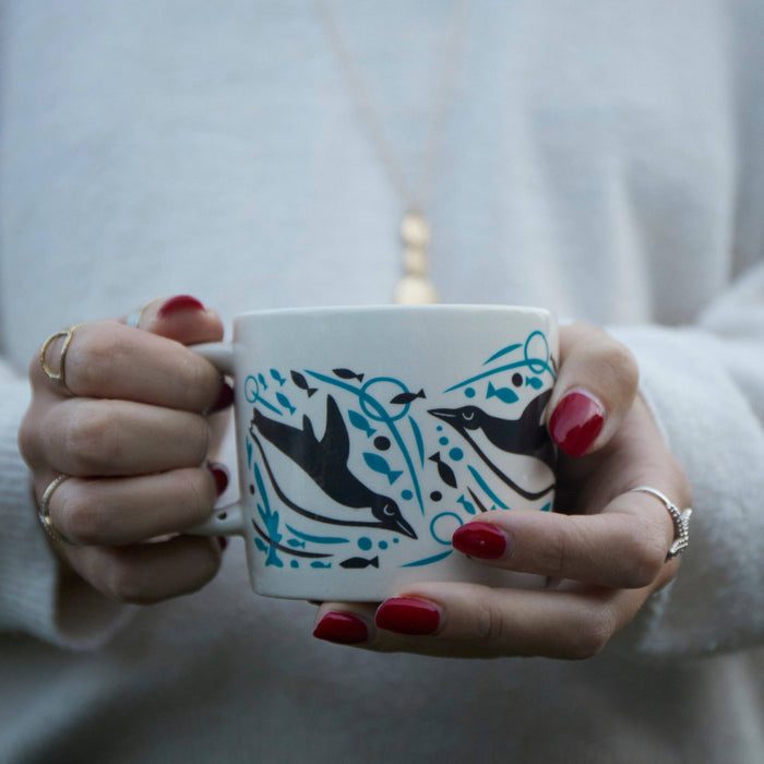 Liga Stoneware Mug - Swimming Penguins