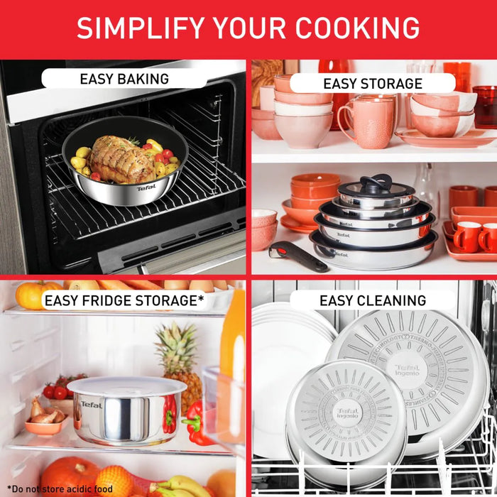 Tefal Ingenio Emotion Induction Stainless Steel Pan Set - (13 Piece)