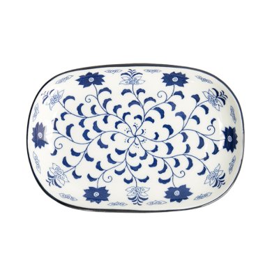 Tokyo Design Studio - Tokyo Blue Botan Oblong Plate (19cm)