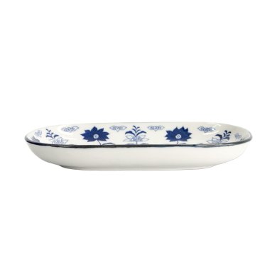 Tokyo Design Studio - Tokyo Blue Botan Oblong Plate (19cm)