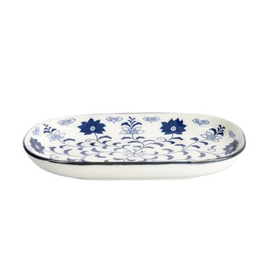 Tokyo Design Studio - Tokyo Blue Botan Oblong Plate (19cm)