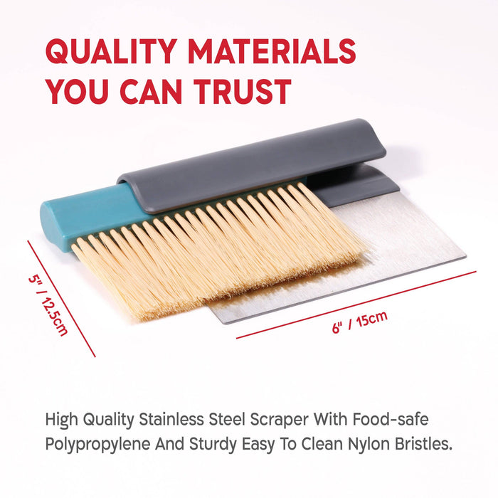 KneadAce Bench Scraper and Baker's Brush - White/Red