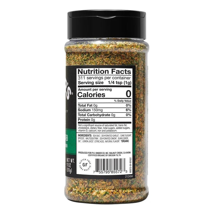 Kinder's Organic Garlic & Herb with Sea Salt & Lemon Seasoning (340g)