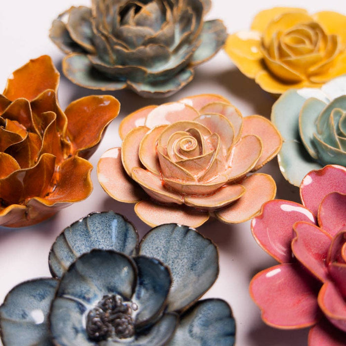 Chive France Ceramic Flower Pink Ranunculus