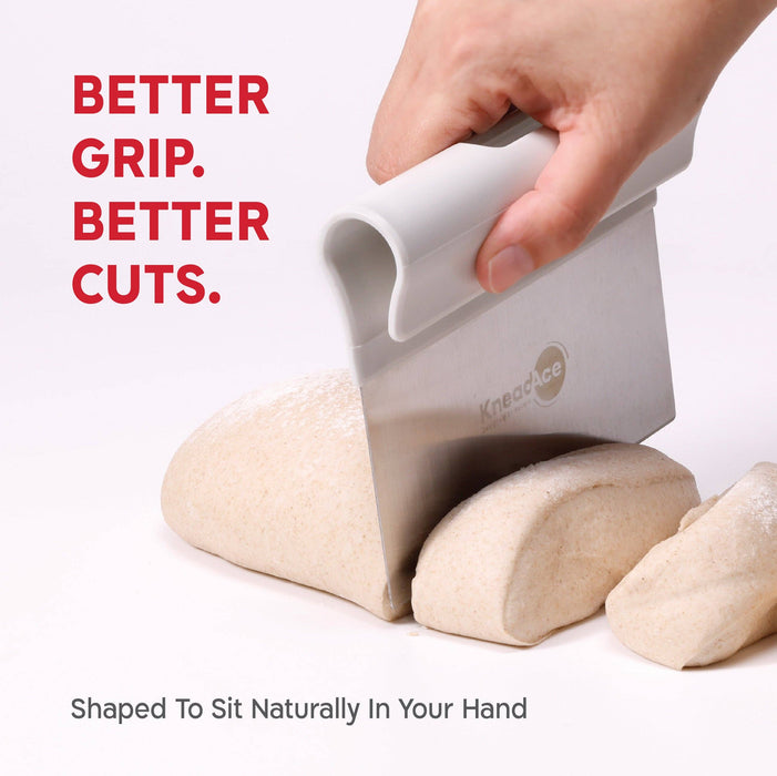 KneadAce Bench Scraper and Baker's Brush - White/Red