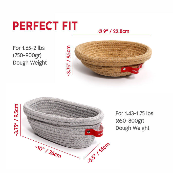 KneadAce Oval & Round Cotton Rope Proofing Baskets