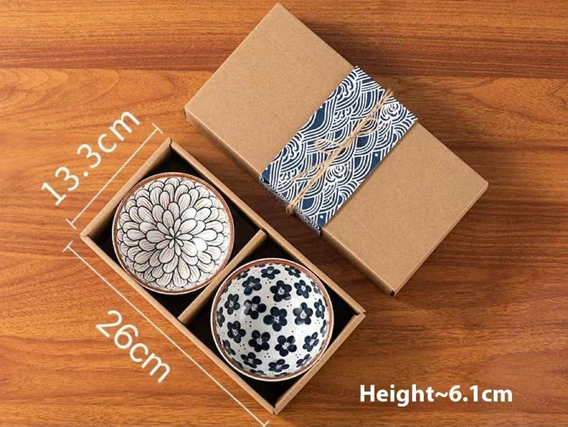 Light-Luxury Japanese Ceramic Rice Bowl Set (2 Piece)