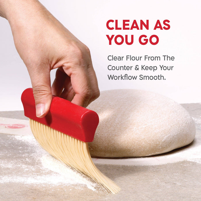 KneadAce Bench Scraper and Baker's Brush - White/Red