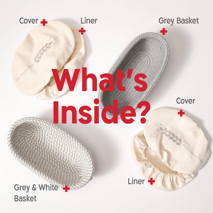 KneadAce Oval Cotton Rope Proofing Baskets Set