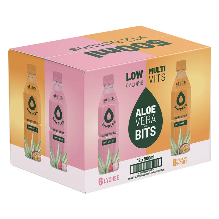 Simplee Aloe Vera Lychee & Passionfruit Drink (12x500ml)