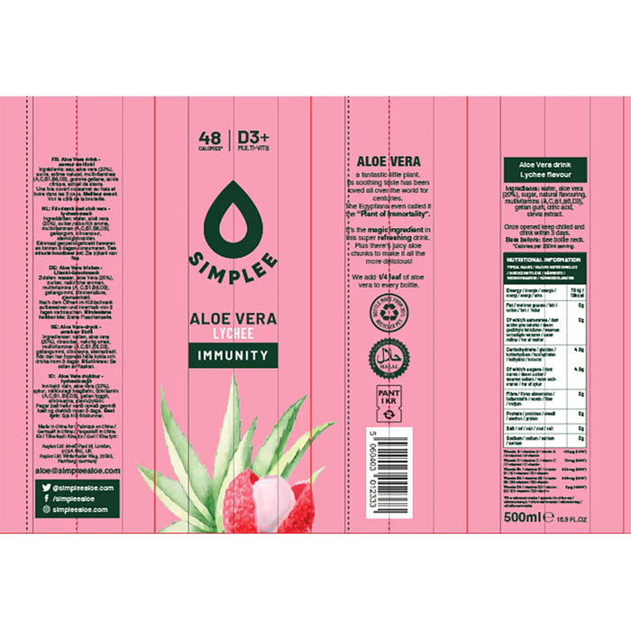 Simplee Aloe Vera Lychee & Passionfruit Drink (12x500ml)