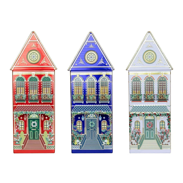 The Silver Crane Winter Festive Houses Speculoos Cookies In White Tin (345g)