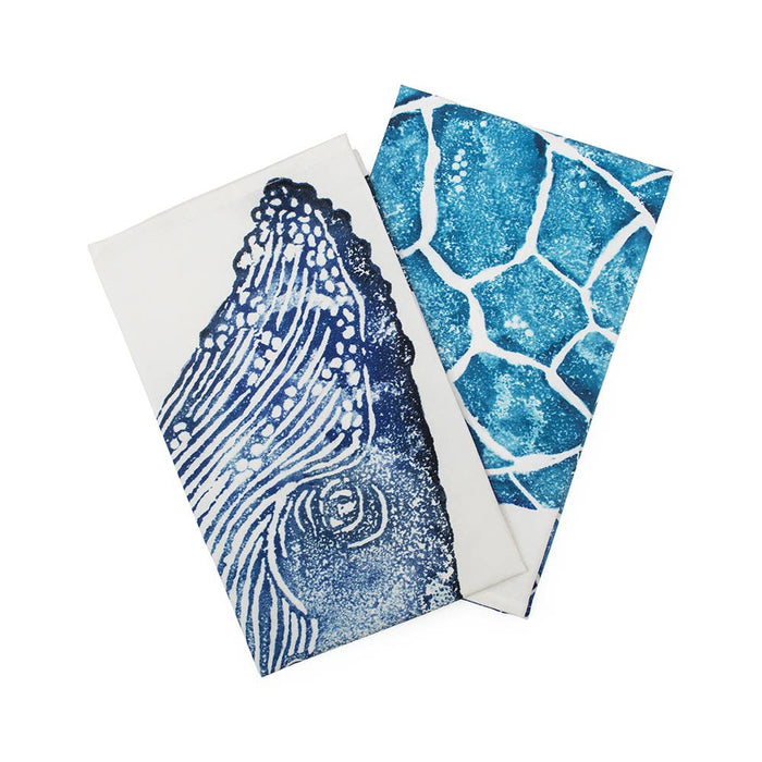 BlissHome - Creatures Tea Towel - Whale and Turtle Towel (set of 2)