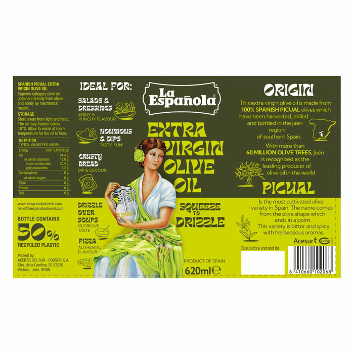 La Espanola Extra Virgin Olive Oil Squeezy Bottles (2x620ml)
